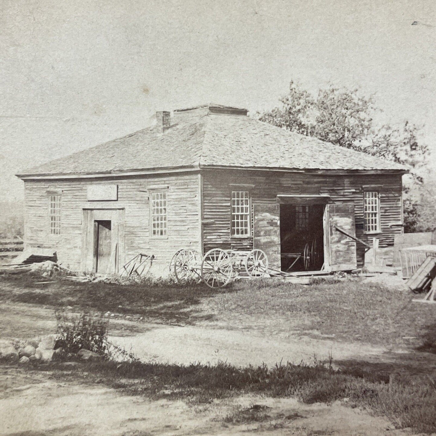 Antique 1870s Daniel Webster Courthouse Plymouth NH Stereoview Photo Card V1790