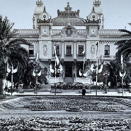 Antique 1920s Monte Carlo Poker Gambling Casino Stereoview Photo Card V2850