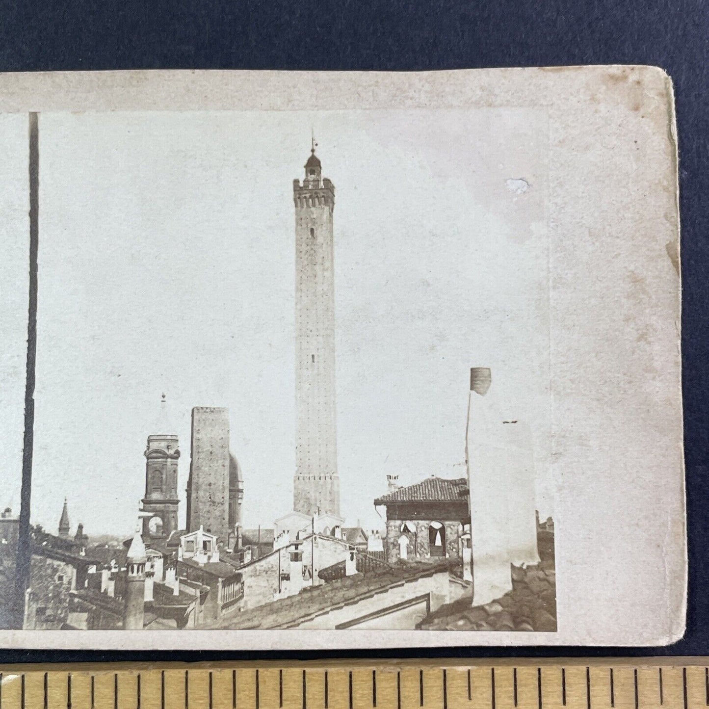 Towers Of Bologne Italy Bologna Leaning Towers Stereoview Antique c1855 X3566