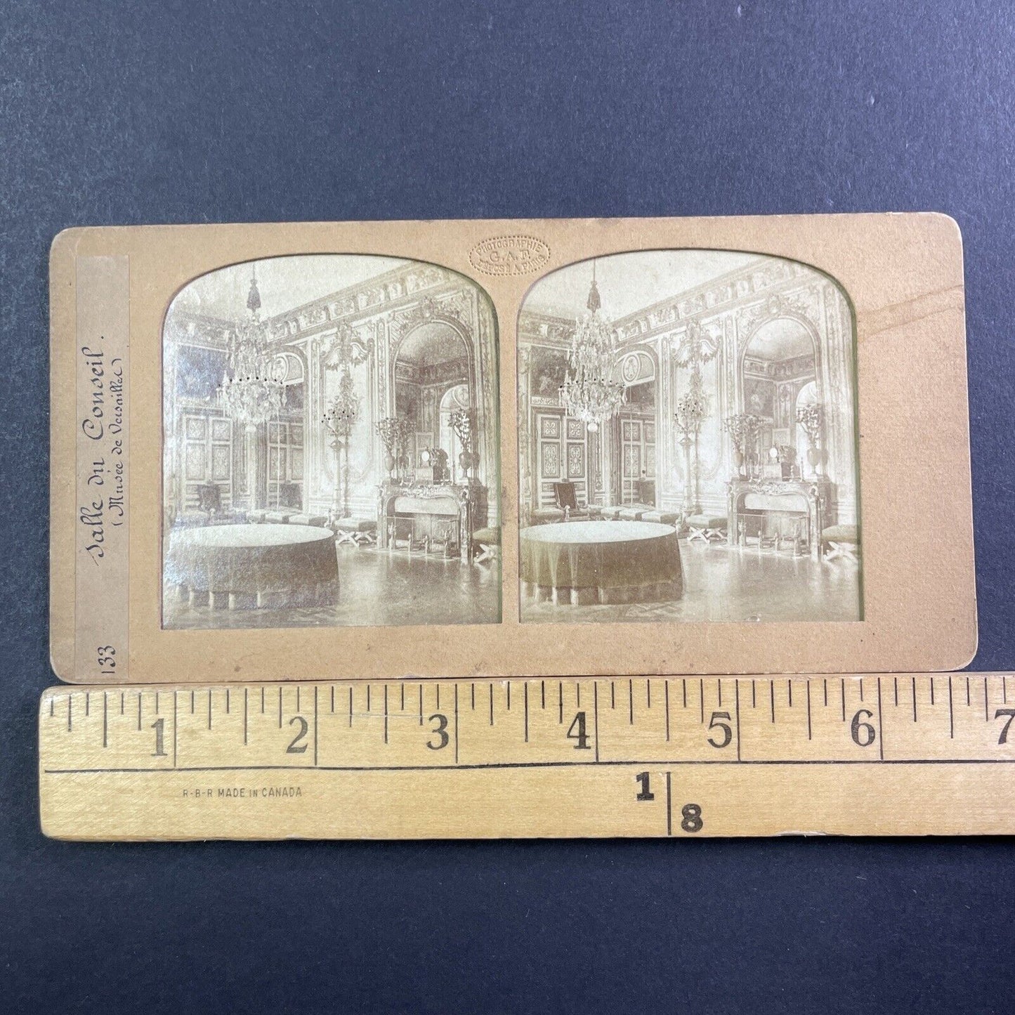 Council Room Versailles Stereoview Florent Grau French Tissue c1860 XT2134