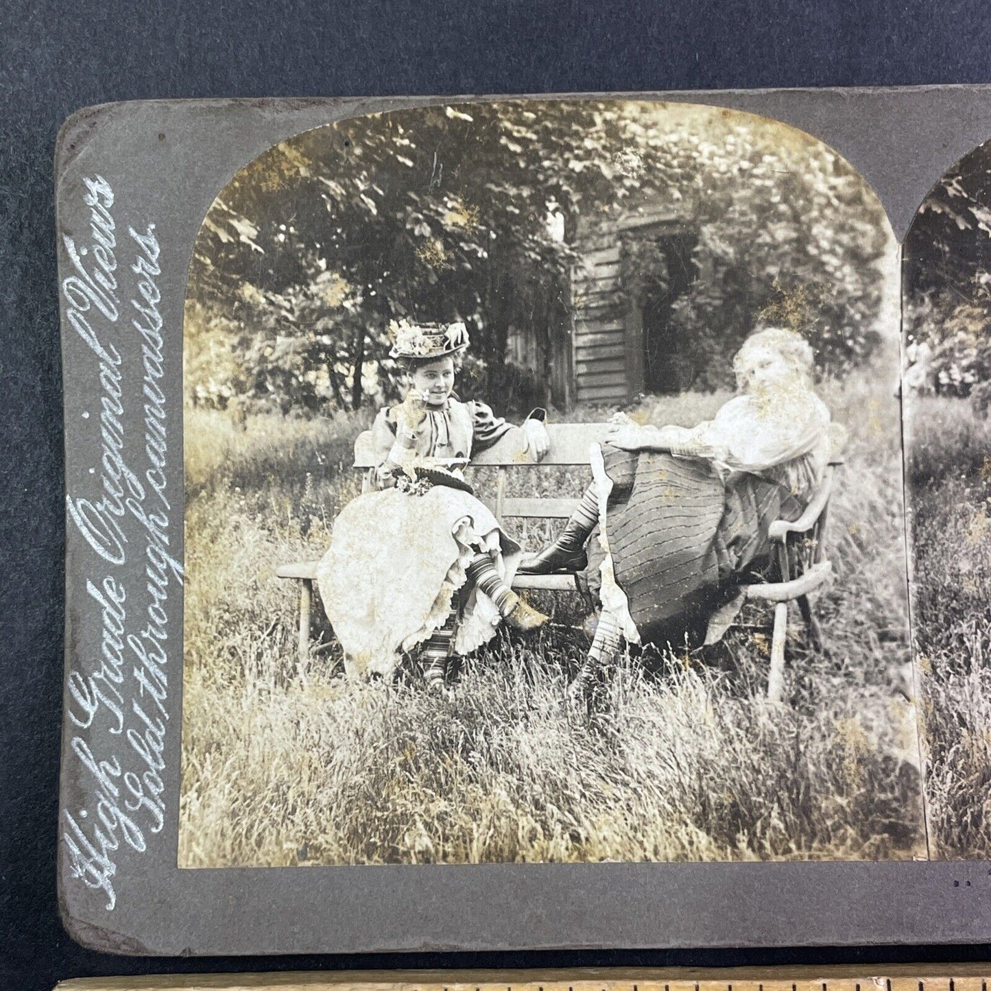 Flirting Women Far Away From Curious Eyes Stereoview T.W. Ingersoll c1898 Y1369