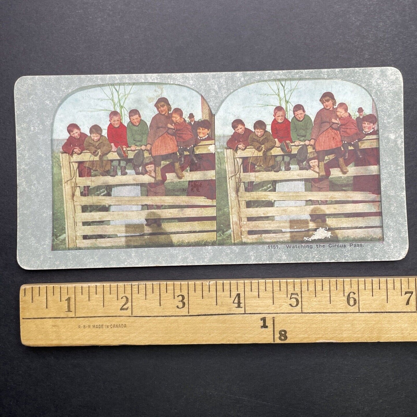 Antique 1898 Children Watching The Circus Stereoview Photo Card P580-049