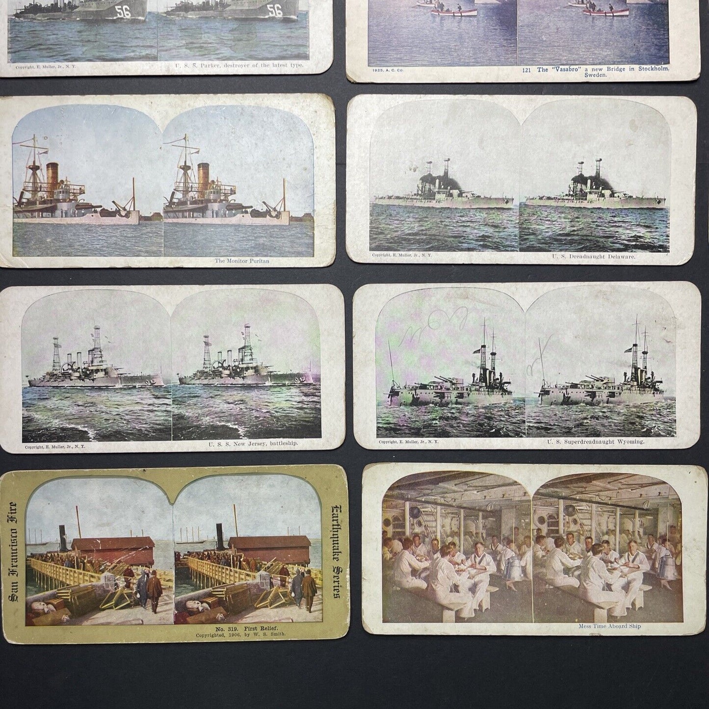 Lot Of 35 Battleships Navy Sailors Military Stereoview Photo Cards Antique c1925