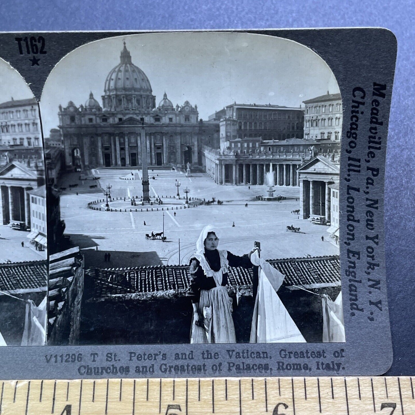 Antique 1910s Beautiful Italian Maiden Woman Rome Stereoview Photo Card V2882