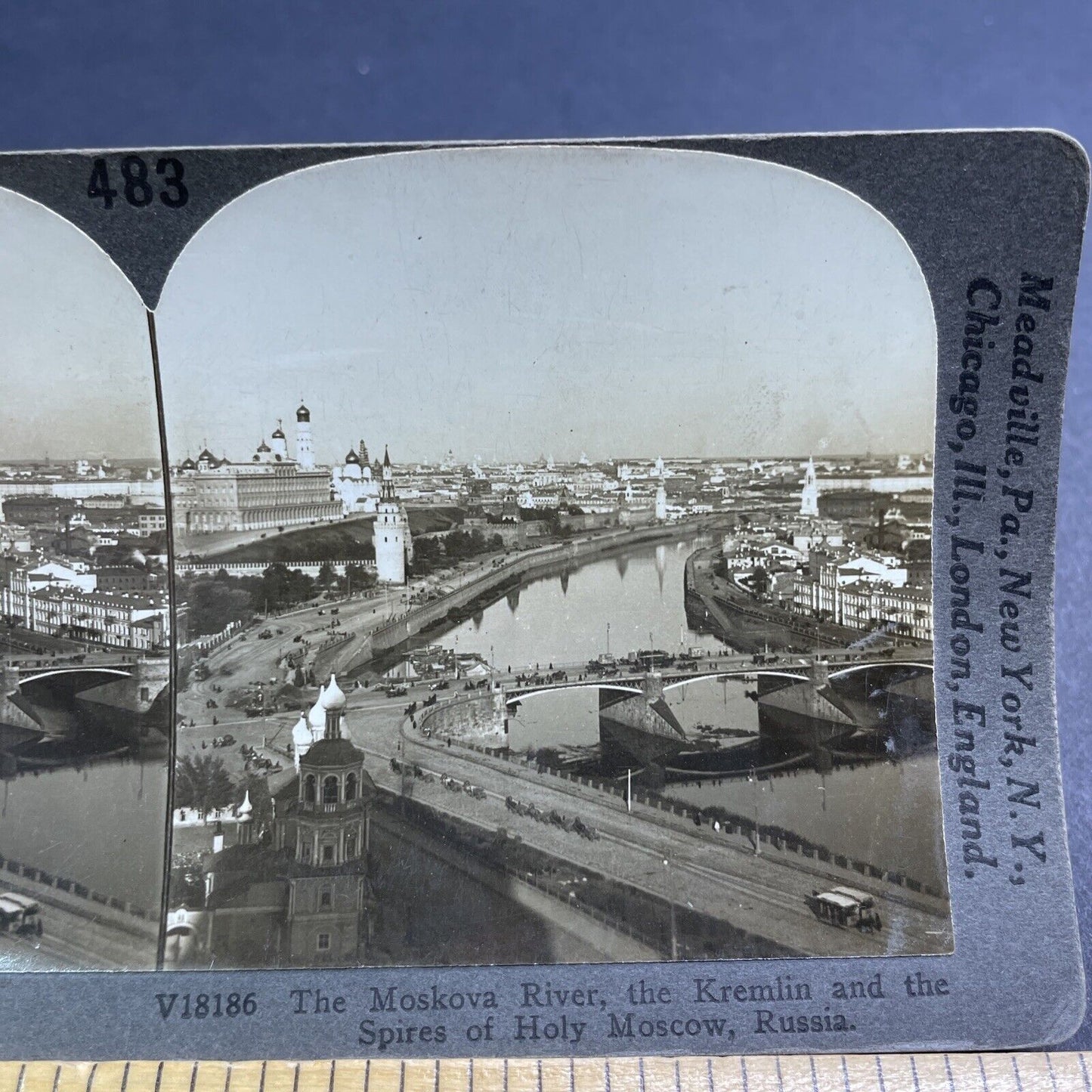 Antique 1910s Downtown Moscow Russia Stereoview Photo Card P1947