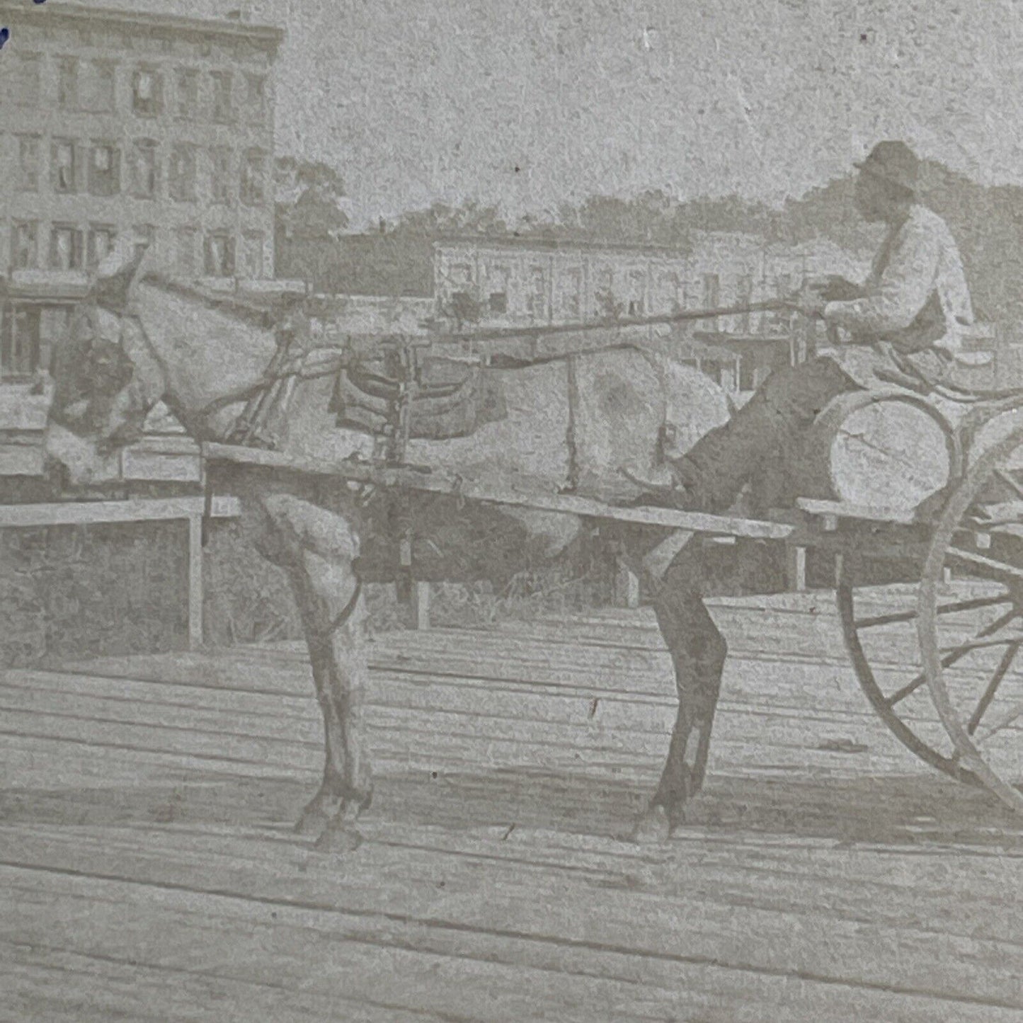 Horse And Buggy Hauls Rum Barrels New Orleans LA Stereoview Antique c1865 X1620