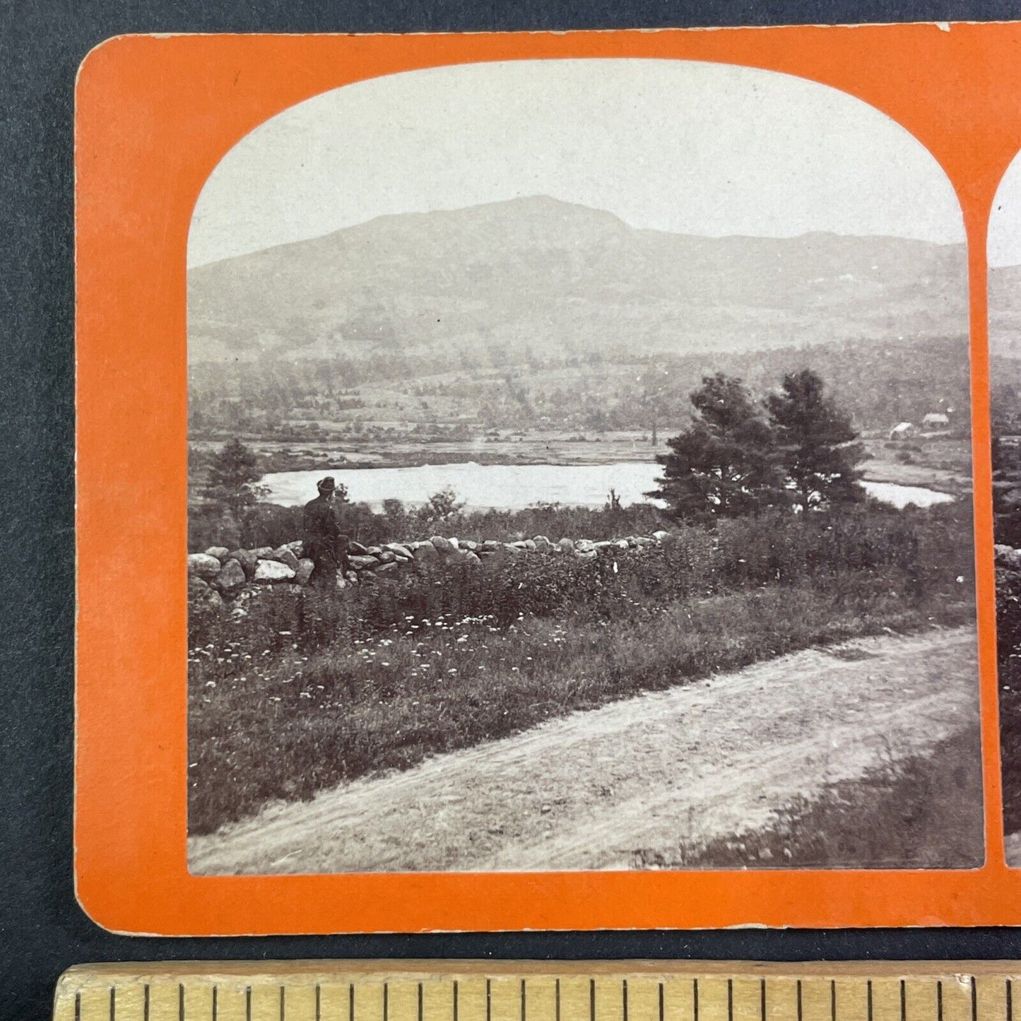 Perkins Pond Troy New Hampshire Stereoview J.A. French Antique c1870s Y874