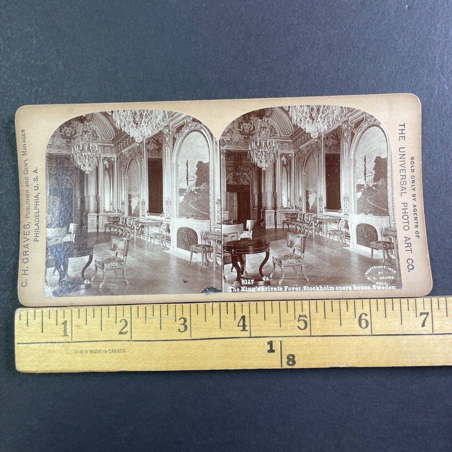 Opera House Stockholm Sweden Stereoview The King's Box Antique c1900 X2855