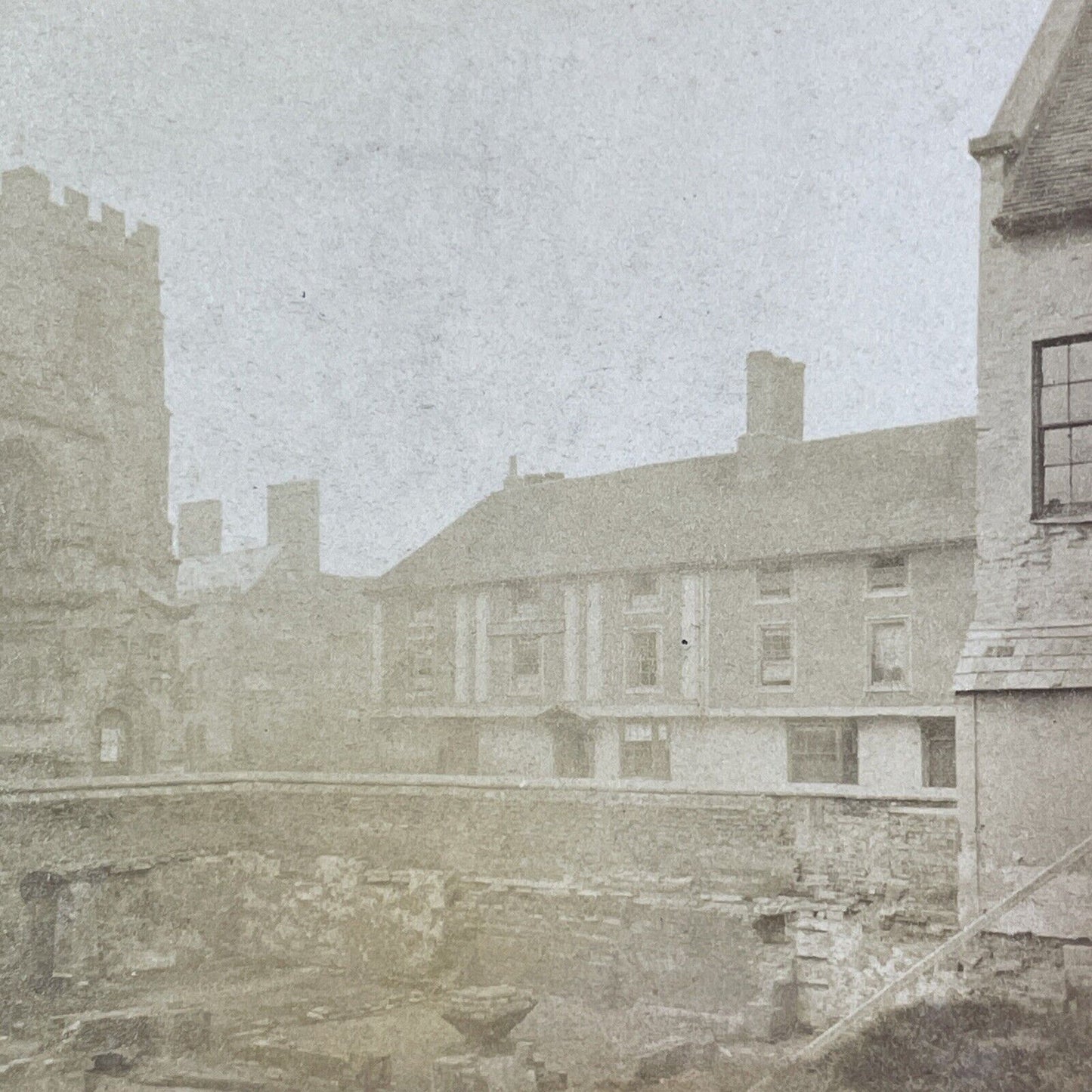 Shakespeare's School Stratford-On-Avon Guildhall Stereoview Antique c1870 X3591