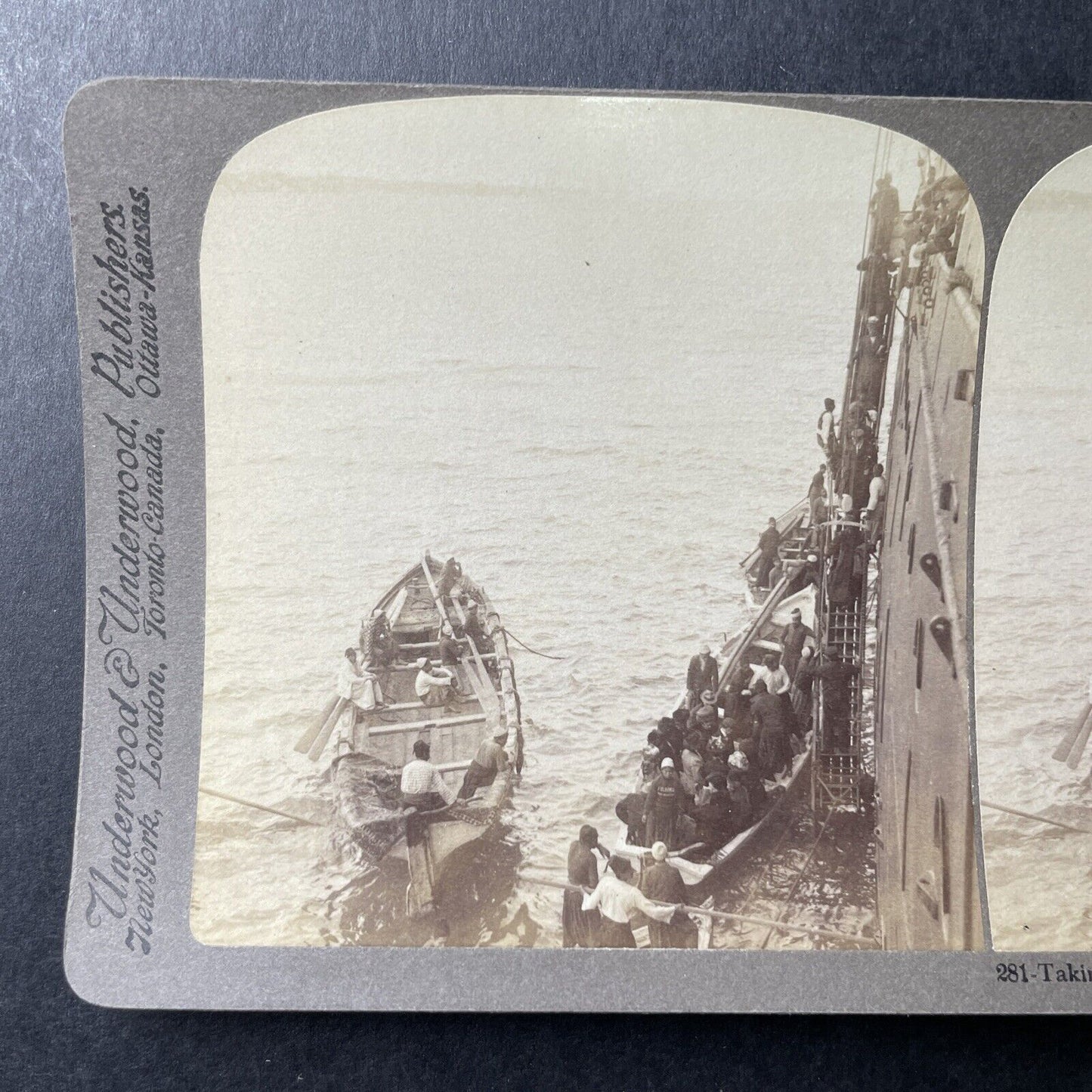 Antique 1909 Boarding Ships To Jaffa Tel-Aviv Stereoview Photo Card P1004