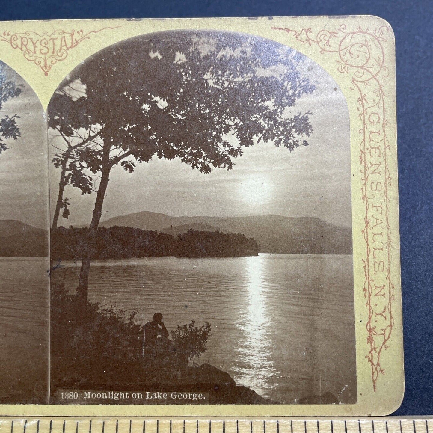 Antique 1860s Fishing On Lake George New York Stereoview Photo Card V545