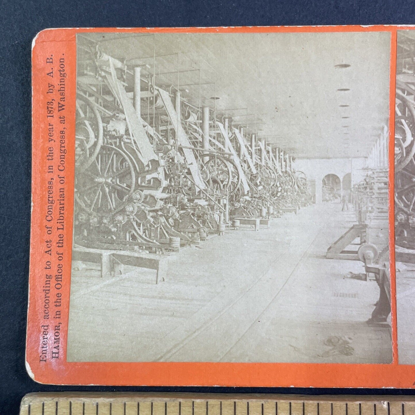 Calico Printing Room Lawrence Massachusetts Stereoview A.B. Hamor c1873 Y2279