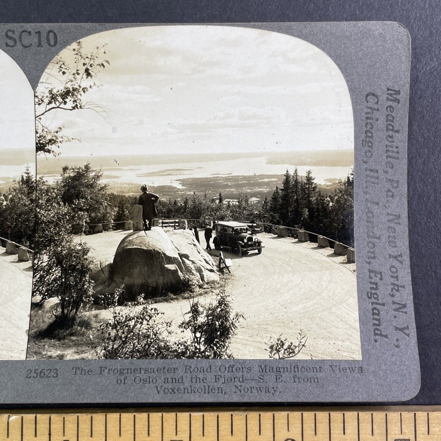 Opel Automobile Car in Norway Stereoview Late Period View Antique c1933 Y1240