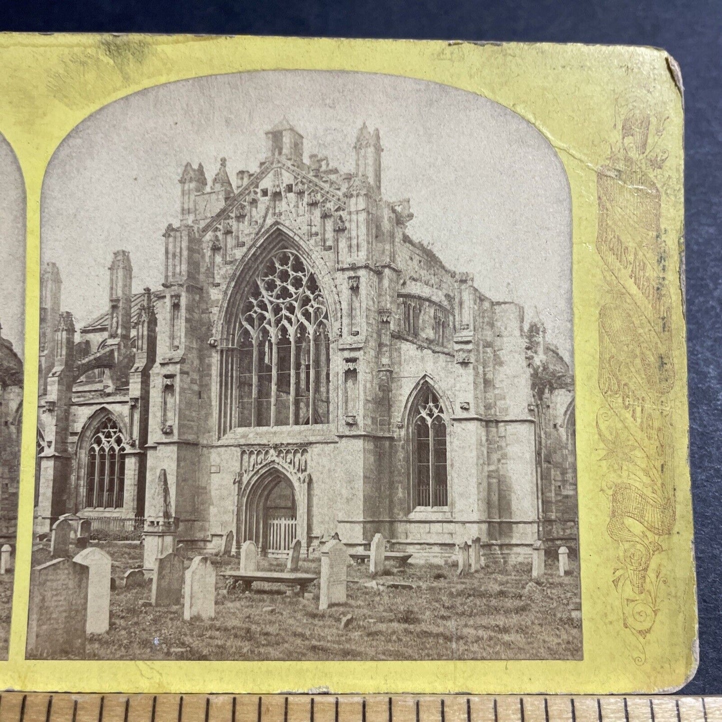 Antique 1870s Melrose Abbey Church Scotland Stereoview Photo Card P5203