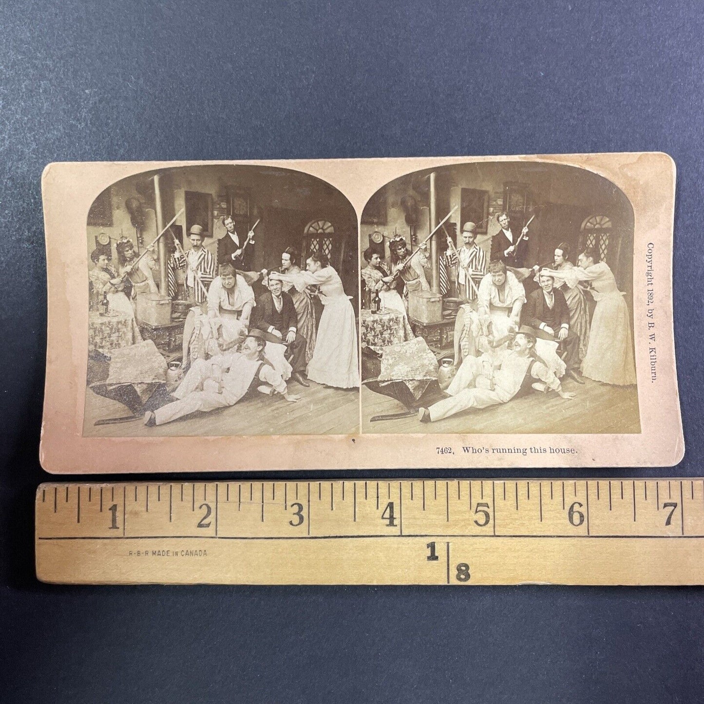 Famly Fight Argument Staged Scene Stereoview B.W. Kilburn Antique c1892 Y1794