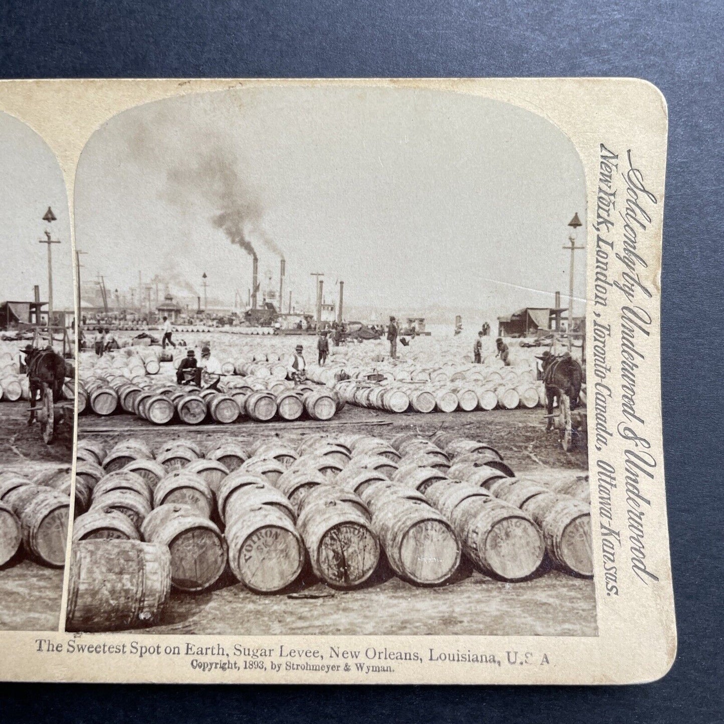 Antique 1893 Rum, Wine Imports New Orleans Louisiana Stereoview Photo Card P1506