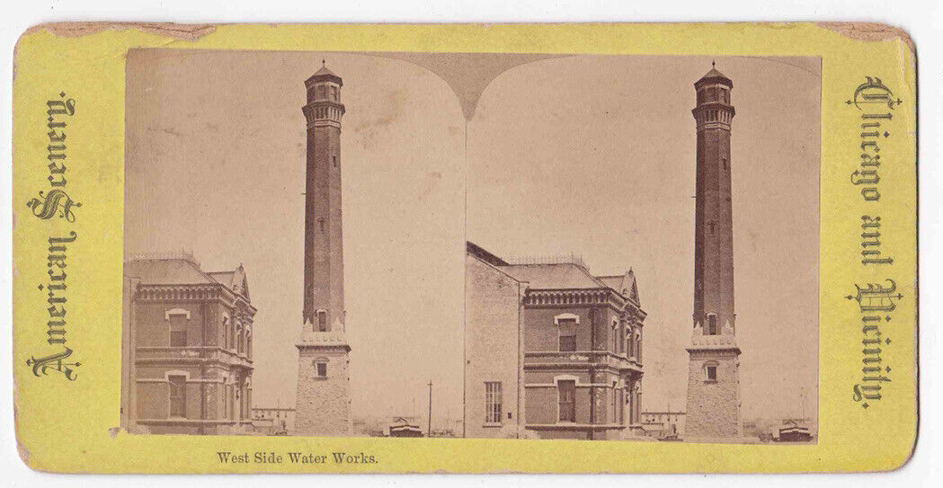 Antique 1880s Chicago West Side Waterworks Gothic Water Tower Photo Card P054