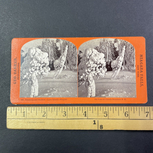 Canada Southern Railroad Luna Island Frozen Stereoview Antique c1870s Y1775