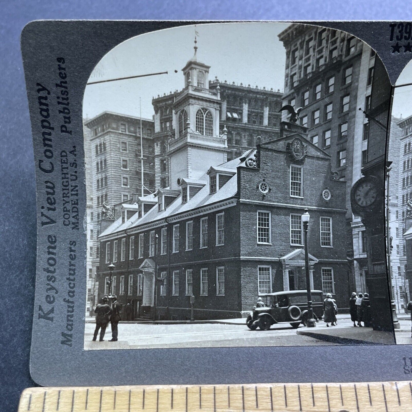 Antique 1910s Court Street Boston Massachusetts Stereoview Photo Card V2887