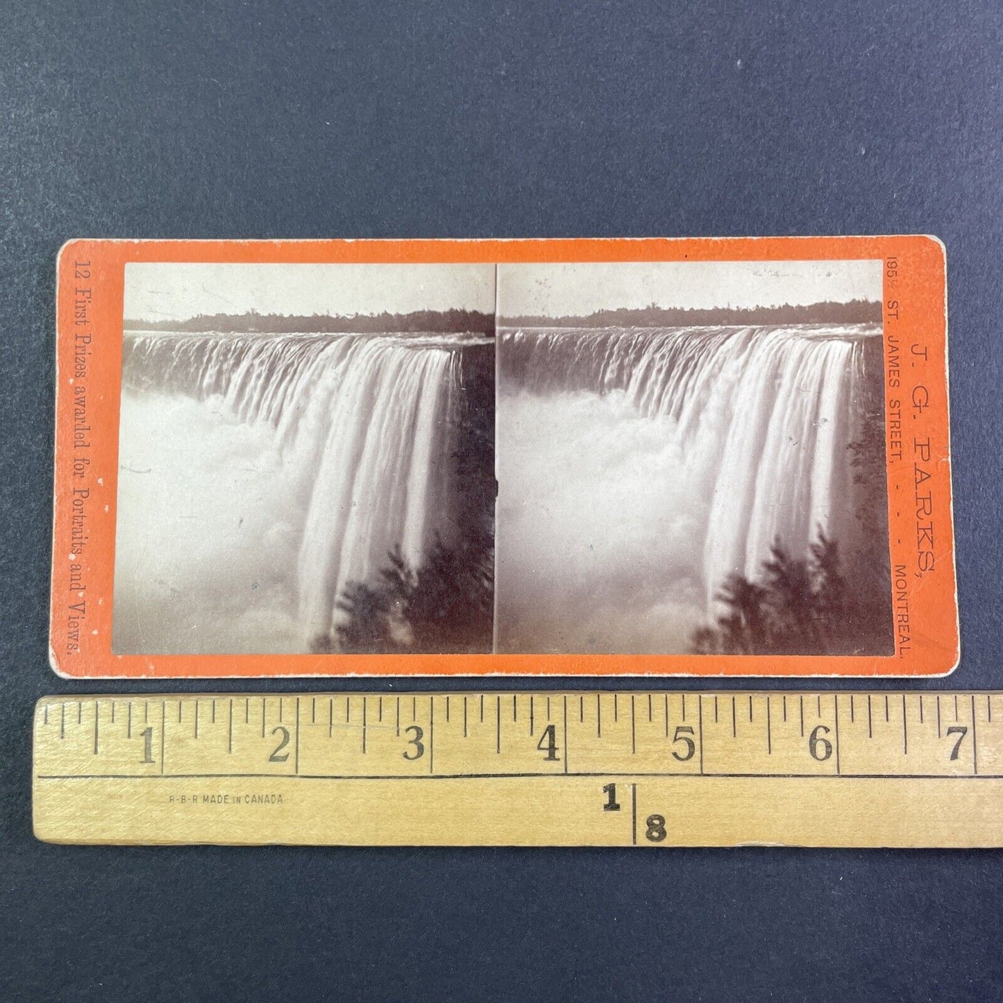 The Top of Niagara Falls Canada Side Stereoview J.G. Parks Antique c1870 Y2846