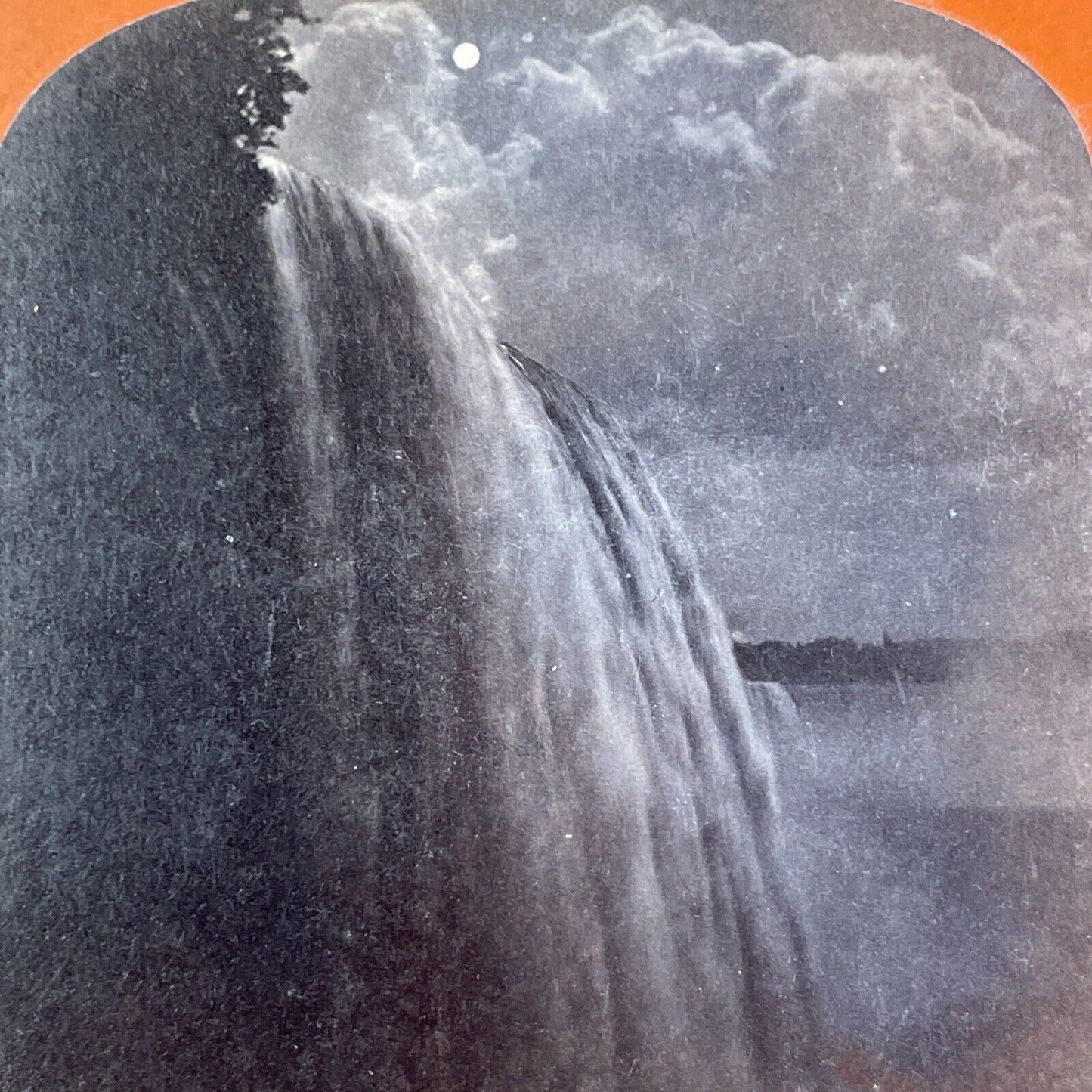 Niagara Falls U.S.A. Side at Night Stereoview G.E. Curtis Antique c1870s Y2853