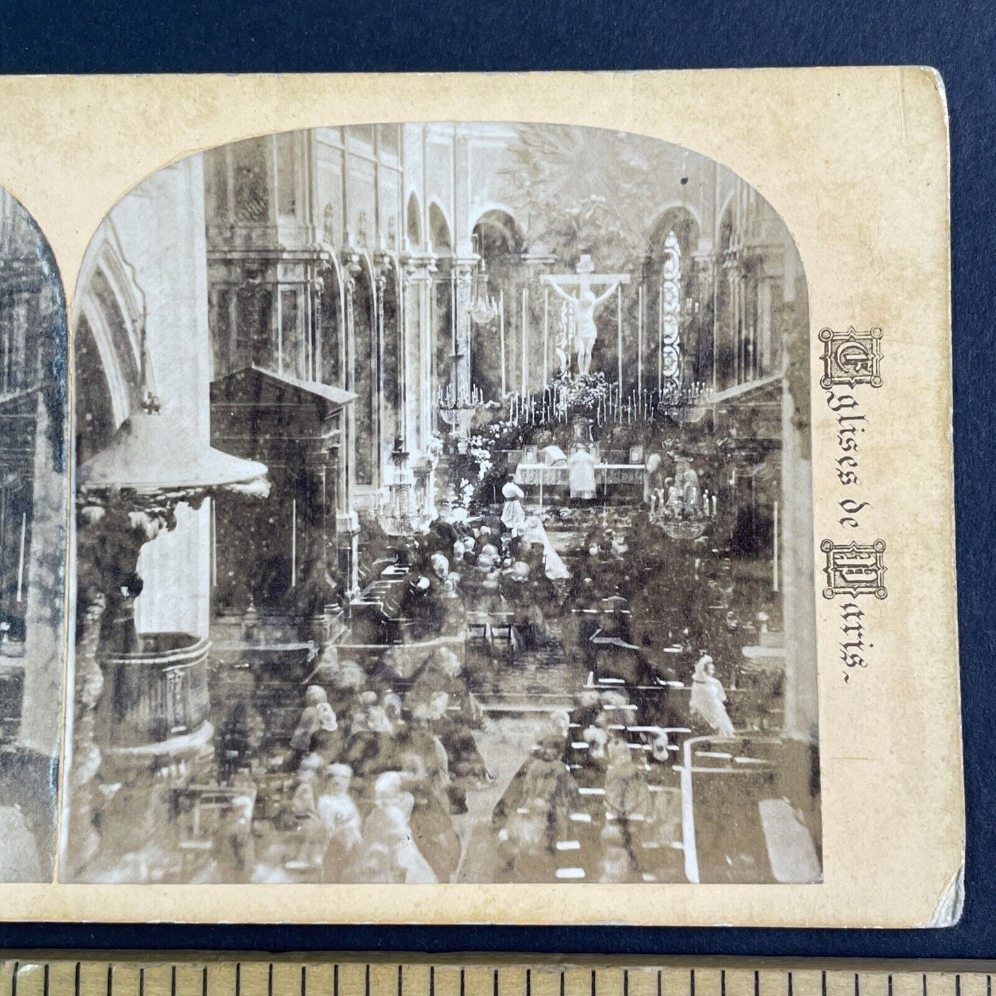 Saint-Merri Church Cathedral Stereoview Paris France Antique c1880 X3599