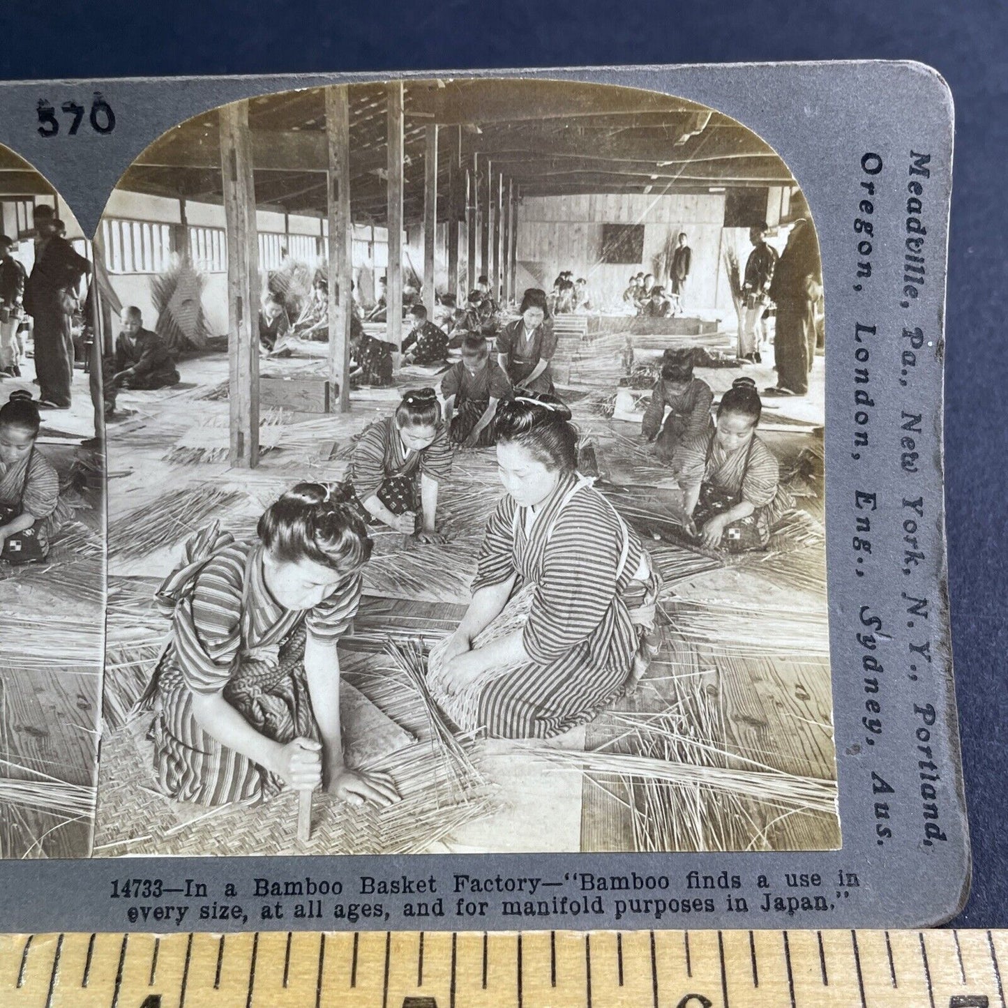 Antique 1904 Children Working In Factory In Japan Stereoview Photo Card P2196