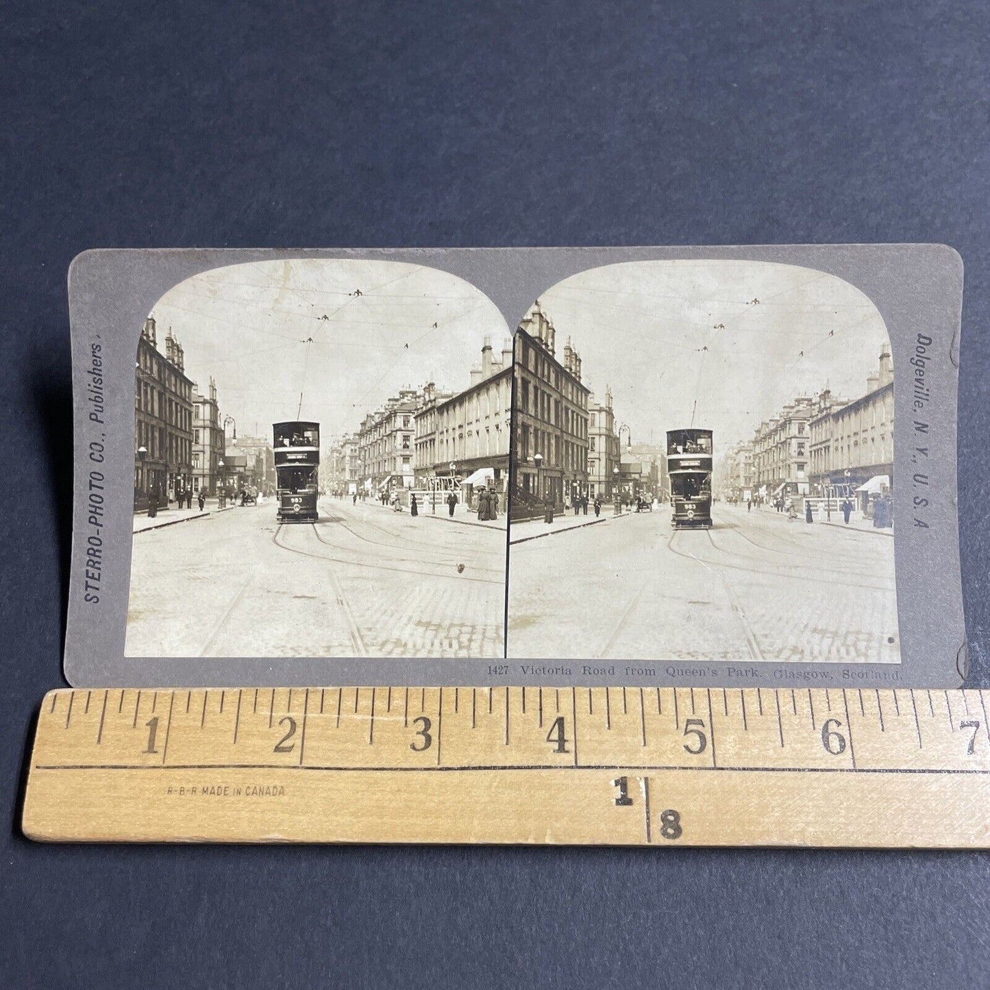 Antique 1900s Trolly Car Edinburgh Scotland Stereoview Photo Card P4182