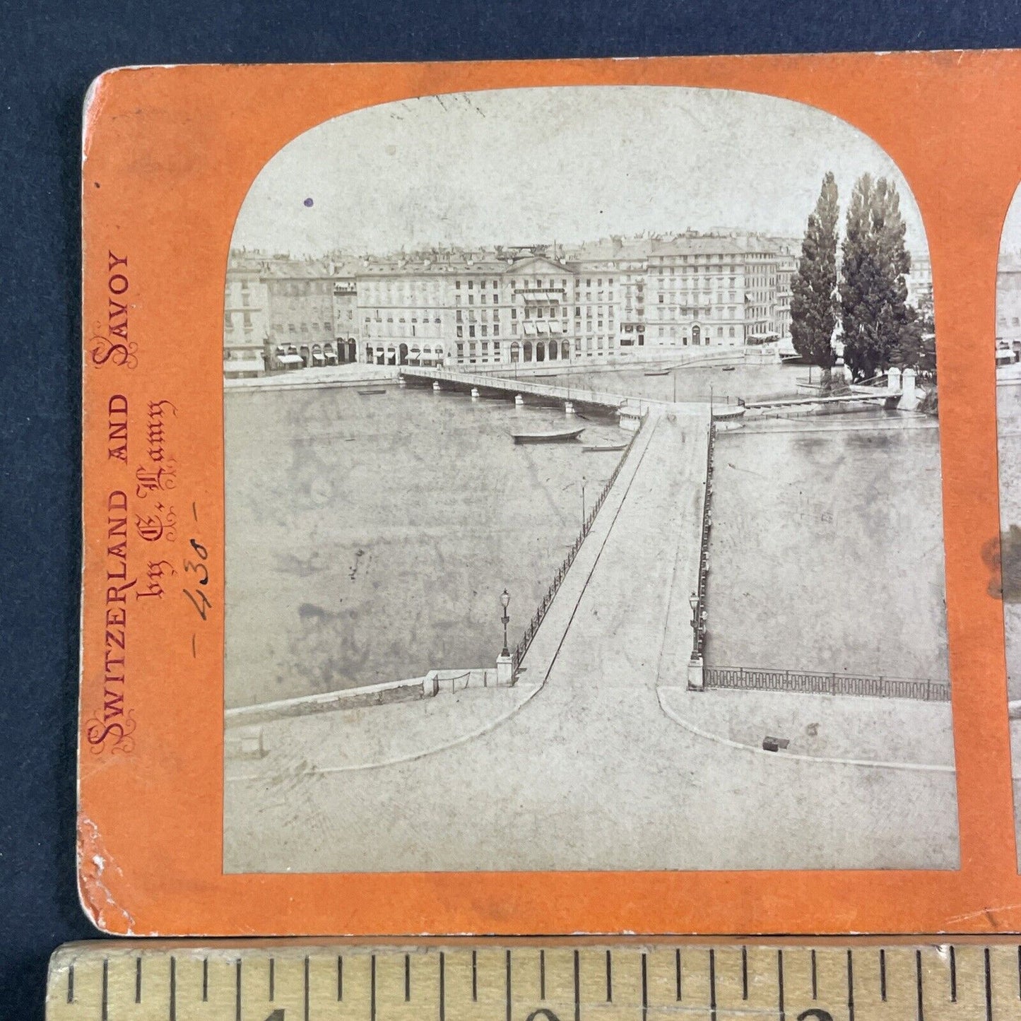 Four Seasons Hotel Bergues Geneva Switzerland Stereoview Antique c1870 X3202