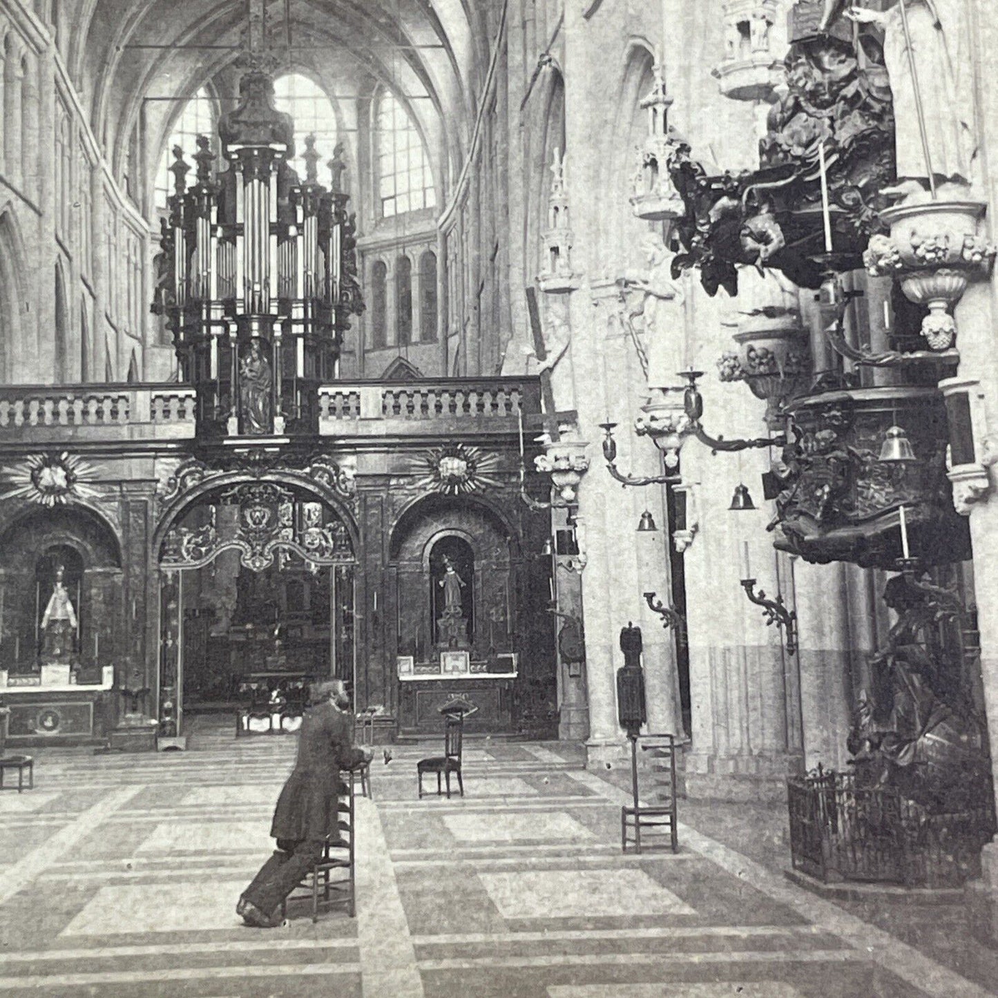 Church of Our Lady Bruges Belgium Stereoview Adolfe Braun Antique c1870 X3596