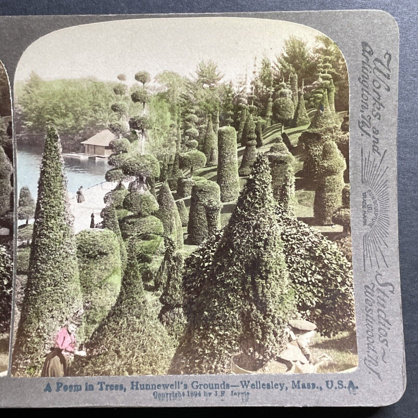 Antique 1894 HH Hunnewell Estate Wellesley Mass. Stereoview Photo Card P1452