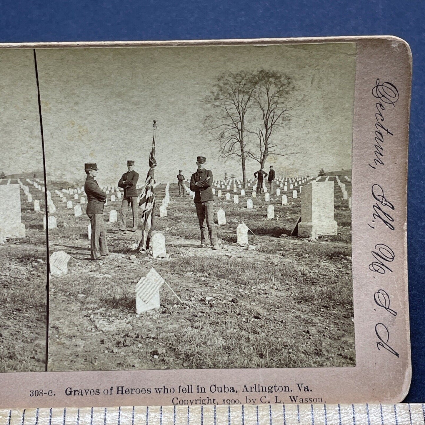 Antique 1900 US War Dead Cuban War Of Independence Stereoview Photo Card P1821