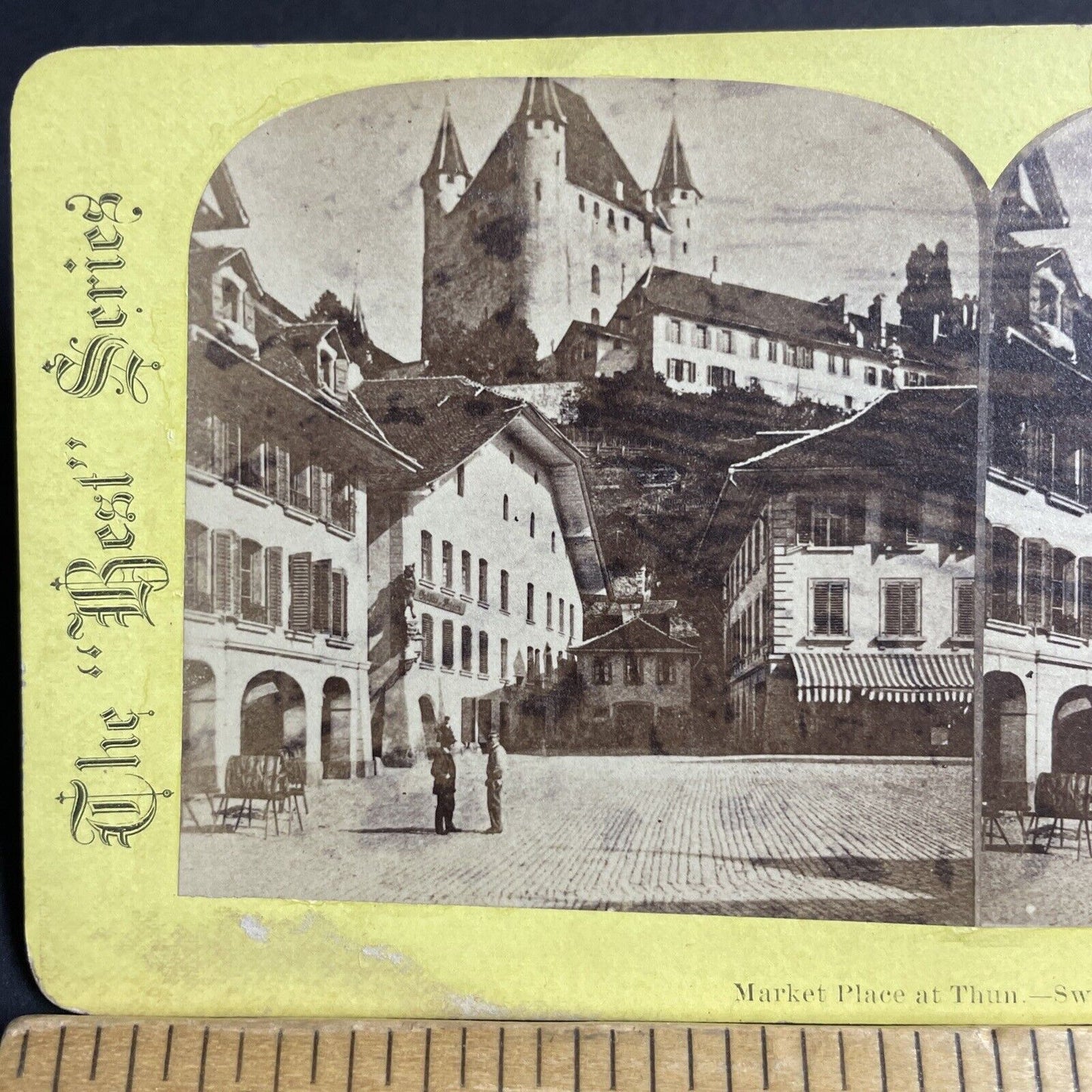 Antique 1870s Thun Switzerland City Center Swiss Stereoview Photo Card P4232