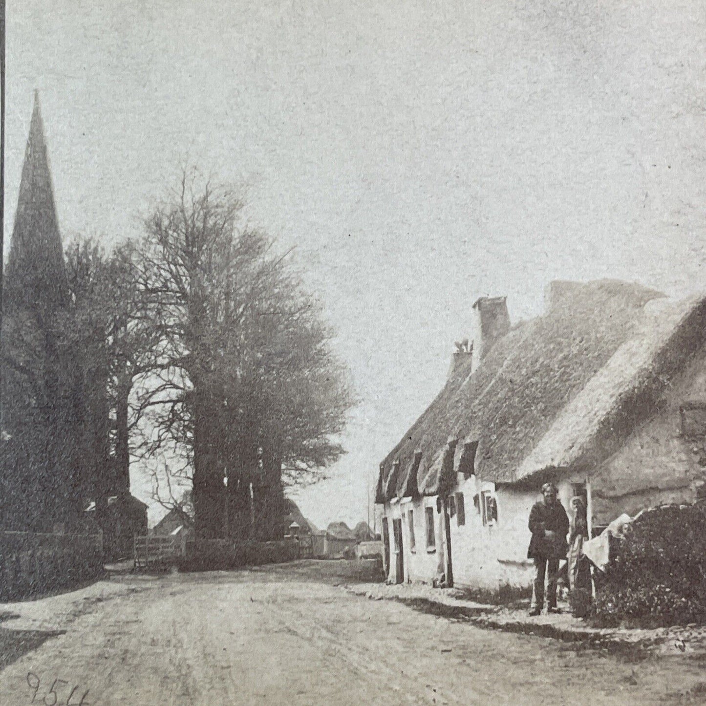 Houghton on the Hill England UK Stereoview Village View Antique c1875 X3713