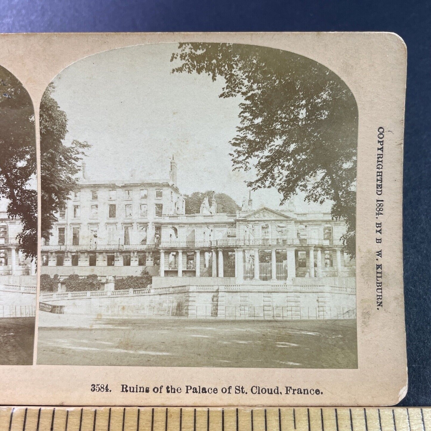 Antique 1884 Chateau de Saint-Cloud Paris France Stereoview Photo Card P3326