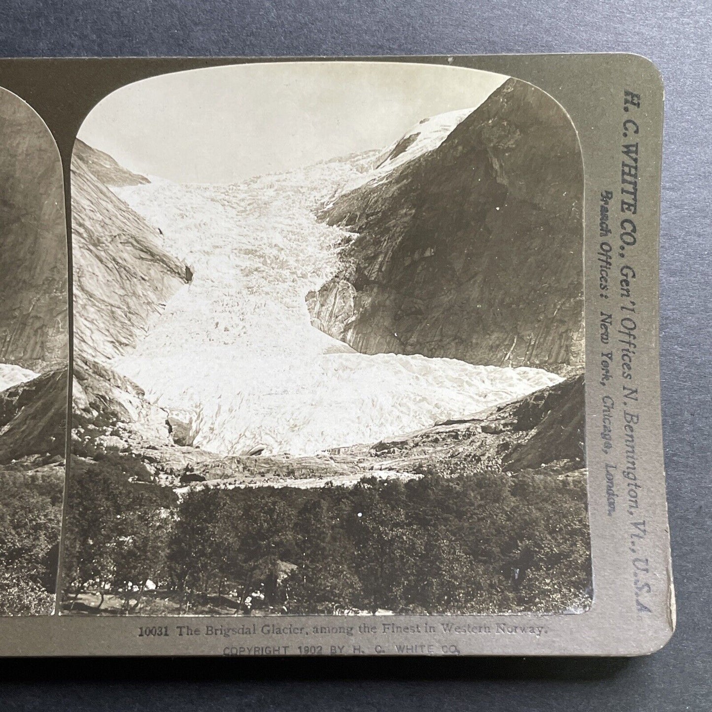 Antique 1902 Briksdal Glacier Aamot Norway Stereoview Photo Card P1457