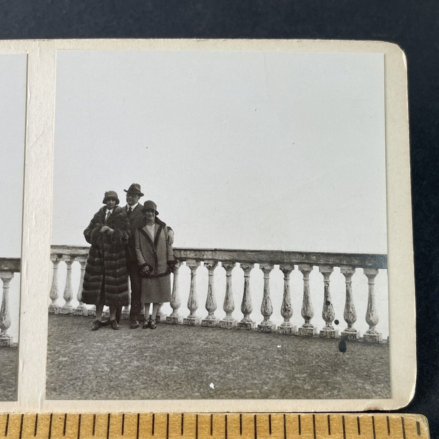 Antique 1925 Wealthy American Girls Balcony Ital OOAK Stereoview Photo Card 3248