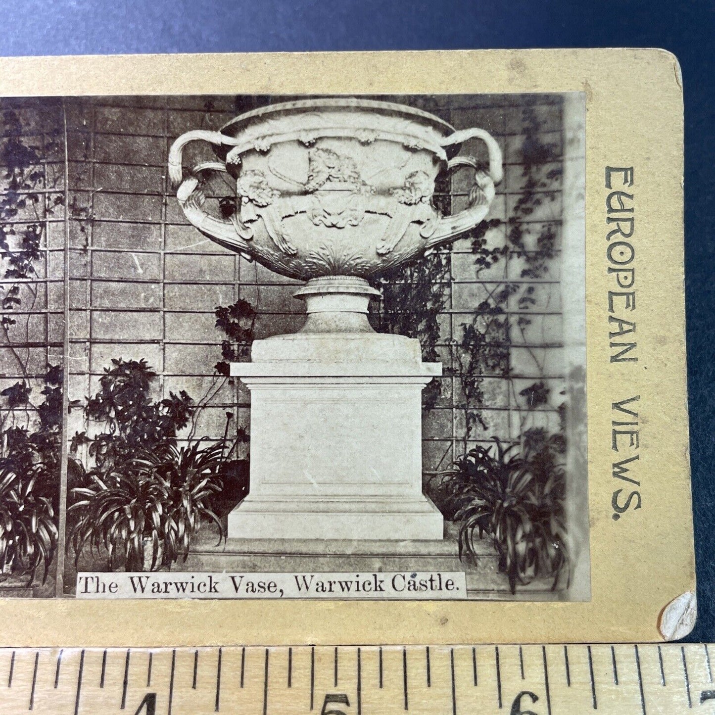 Antique 1870s The Warwick Vase Roman Marble Stereoview Photo Card P3299