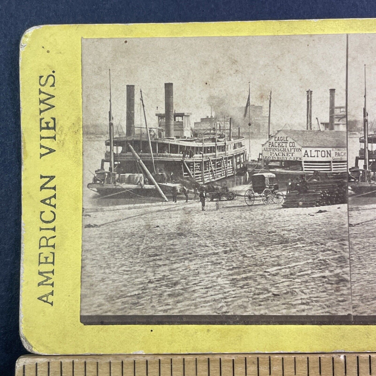 Mississippi River Steamship Steamer Stereoview St. Louis MO Antique c1872 X1299