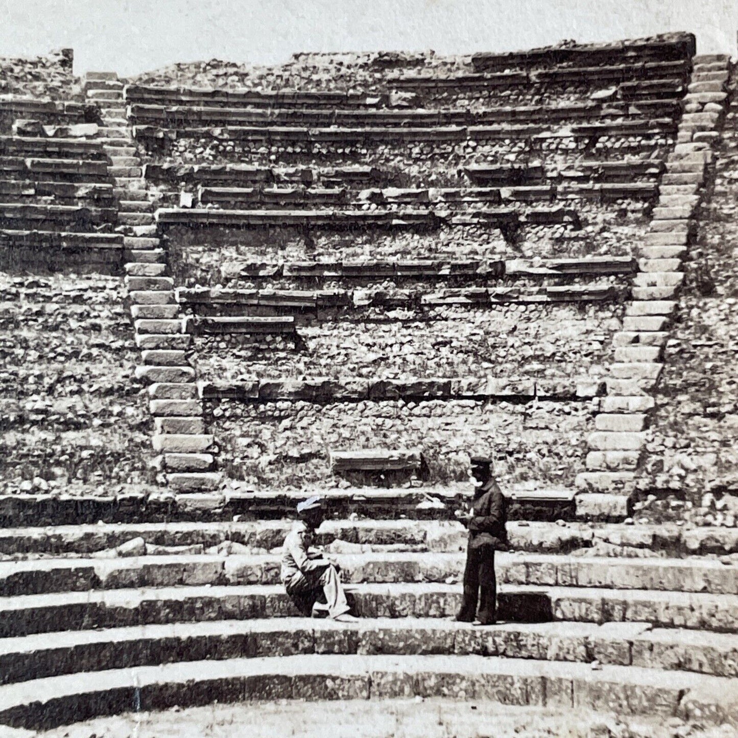 Amphitheatre of Pompeii Ruins Stereoview Michele Amodio Antique c1863 X3781