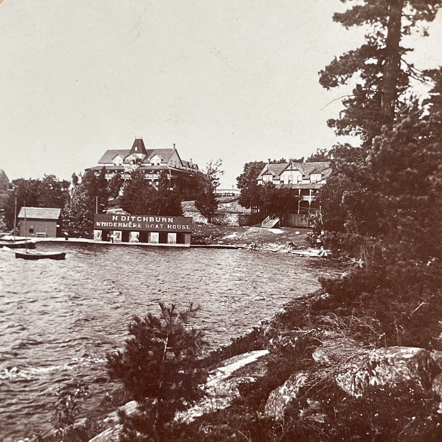 Windermere House Hotel Gravenhurst Ontario Stereoview Antique c1899 Y488