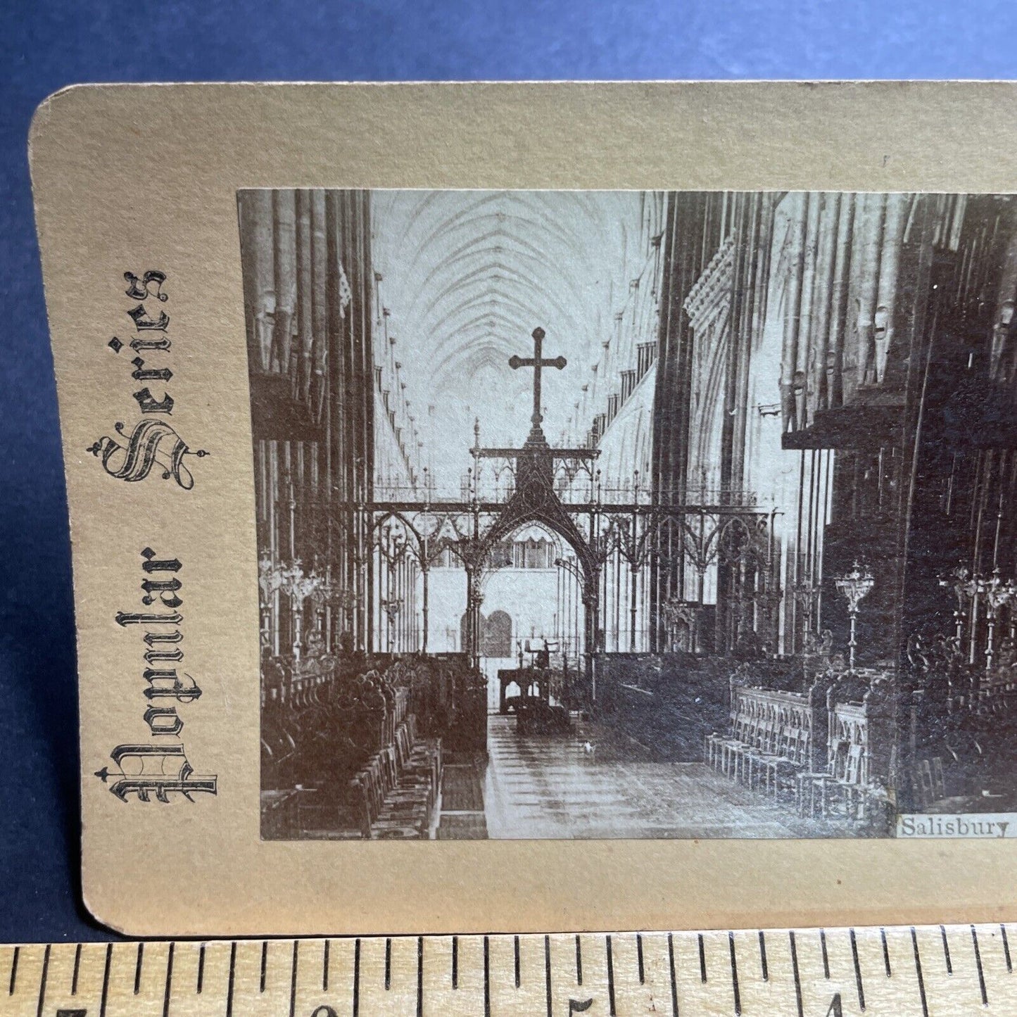 Antique 1860s Salisbury Cathedral England Stereoview Photo Card P2099