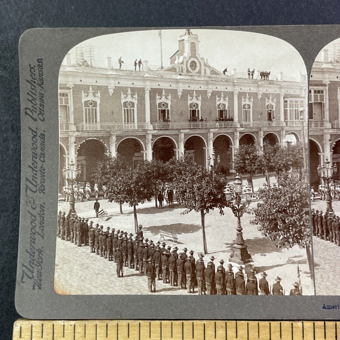 American Soldiers In Formation Stereoview Havana Cuba Antique c1899 X2737