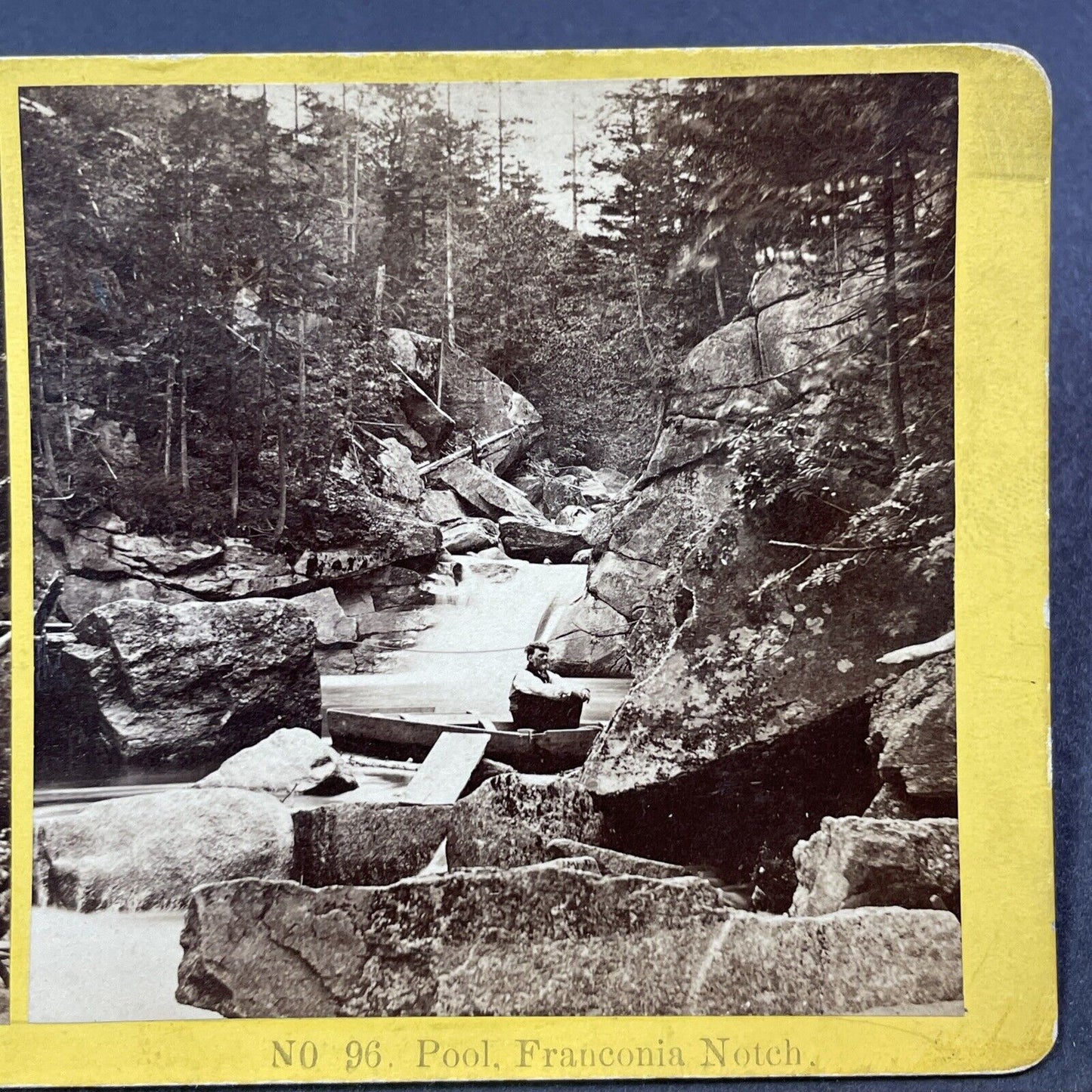 Antique 1870s Waterfall Cascade Franconia Notch NH Stereoview Photo Card V1965