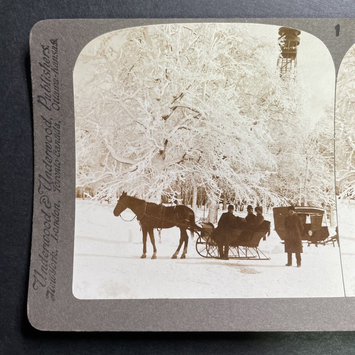 Antique 1905 Sleigh Rides In Niagara Falls New York Stereoview Photo Card P1393