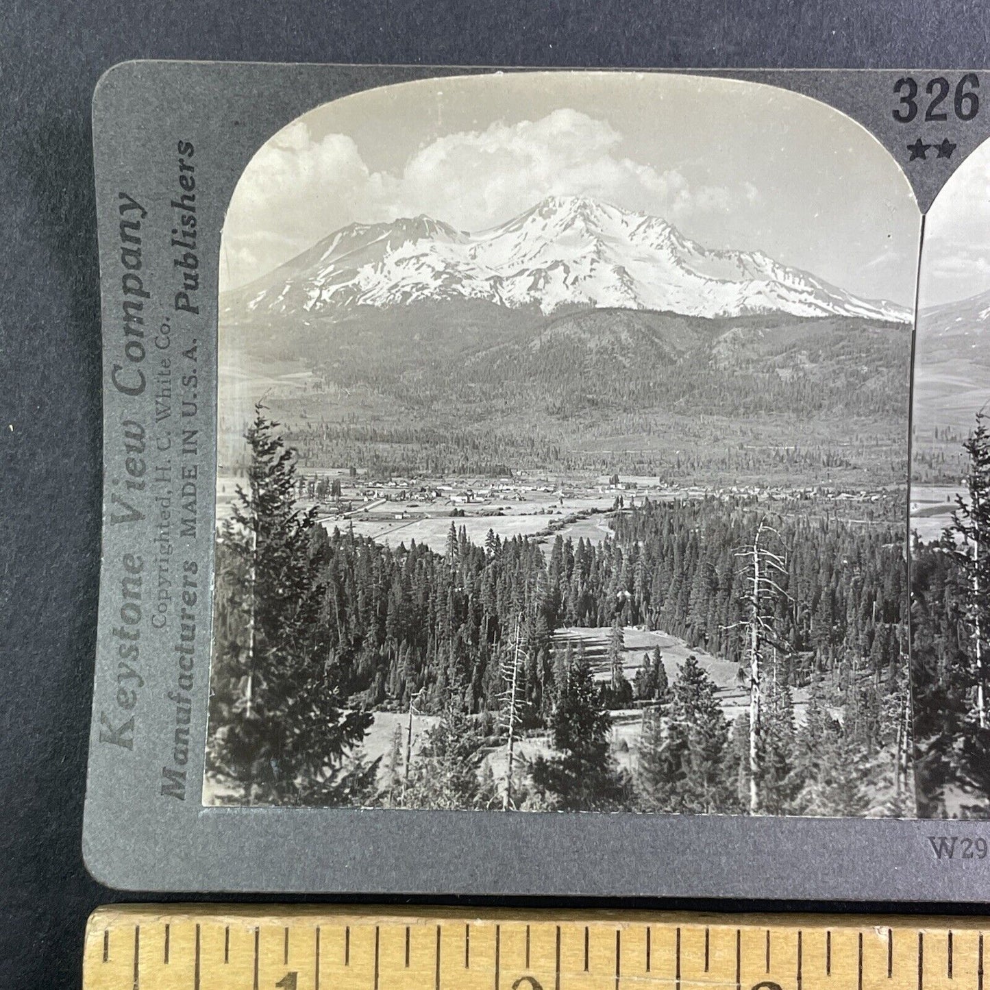 Mount Shasta California Snow-Capped Mountain Stereoview Antique c1910s Y991