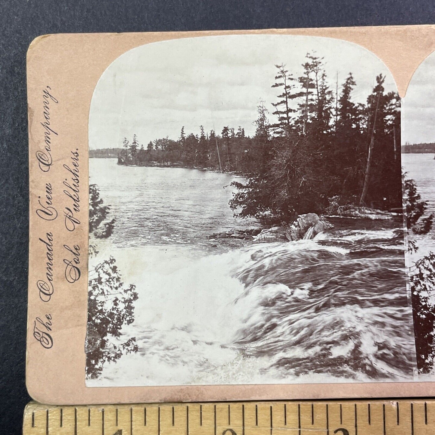 Bala Falls Muskoka River Bala Ontario Canada Stereoview Antique c1899 Y475