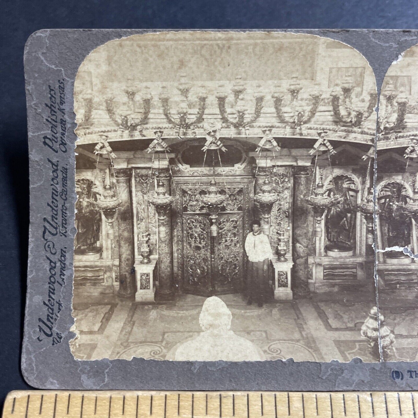 Antique 1897 Inside St. Peters Church Rome Italy Stereoview Photo Card P5207