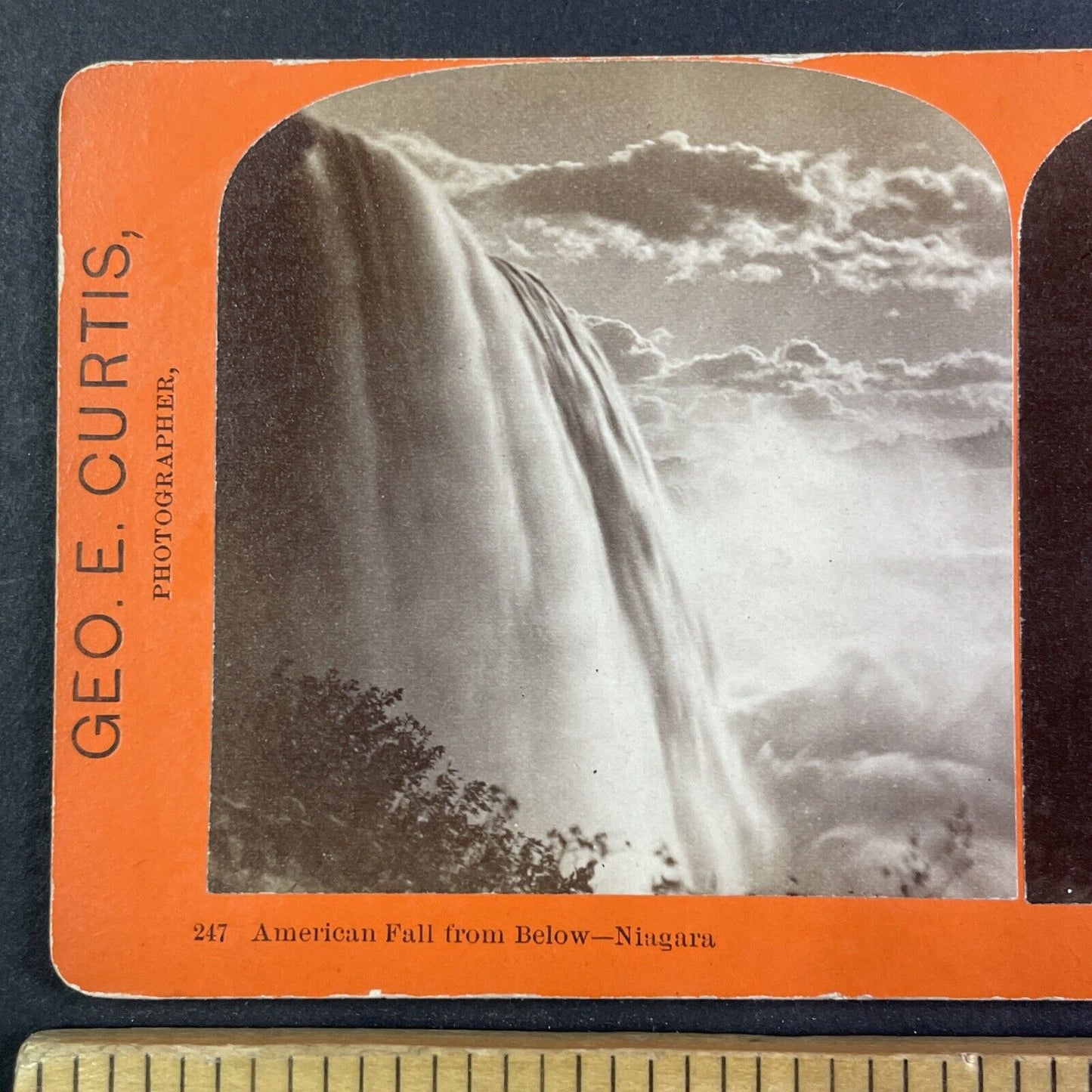 American Niagara Falls From Below Stereoview George Curtis Antique c1870 Y2440