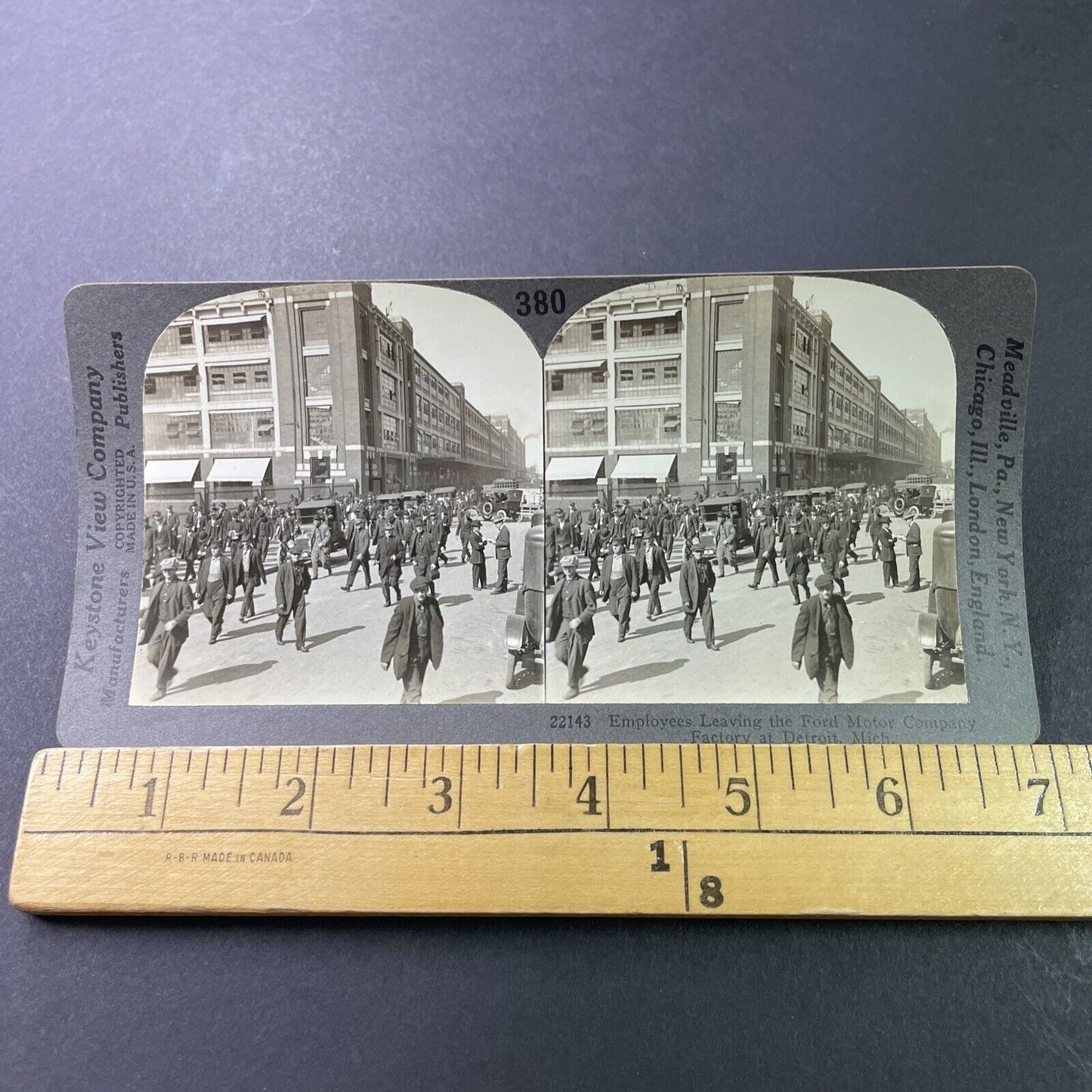 Antique 1920s Ford Motor Company Shift Change Detroit Stereoview Photo Card 3280